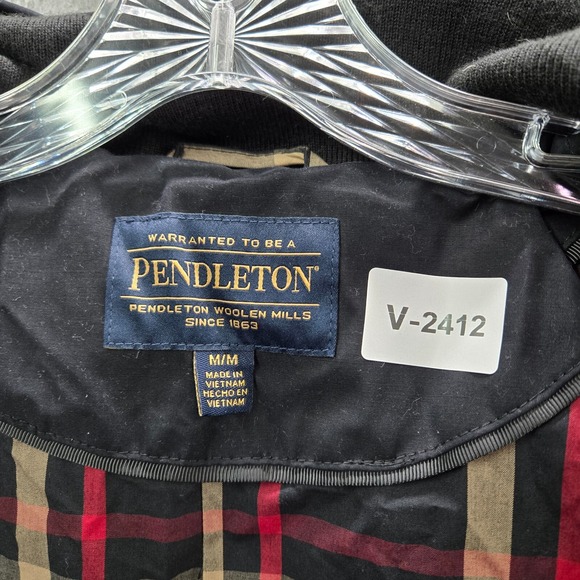 Pendleton Women Jacket Medium Black Rain Coat Hoodie Full Zip Snap Button Pocket - Picture 2 of 11